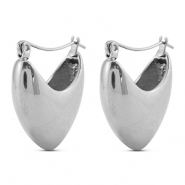 Boucles d'oreilles / créoles en acier Inox coeur Argenté