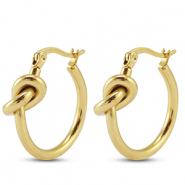 Boucles d'oreilles / créoles en acier Inox nœud Doré