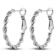 Boucles d'oreilles / créoles en acier Inox torsadé Argenté
