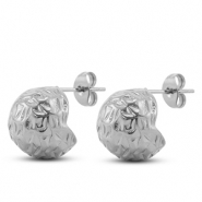 Boucles d'oreilles / puces en acier Inox rond Argenté