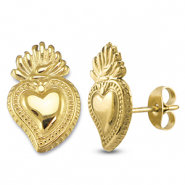 Boucles d'oreilles / puces en acier Inox coeur Doré