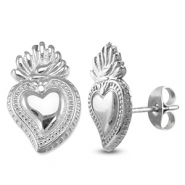 Boucles d'oreilles / puces en acier Inox coeur Argenté