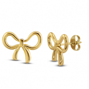 Boucles d'oreilles / puces en acier Inox nœud Doré