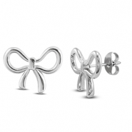 Boucles d'oreilles / puces en acier Inox nœud Argenté