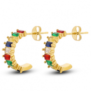 Boucles d'oreilles / puces en acier Inox Doré-multicolore