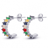 Boucles d'oreilles / puces en acier Inox Argenté-multicolore