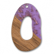 Pendentifs en bois irrégulières Violet transparent-doré-marron