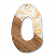 Pendentifs en bois irrégulières Transparent-doré-marron