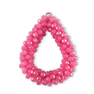 Boucles pendentifs facettées goutte Rouge rosé