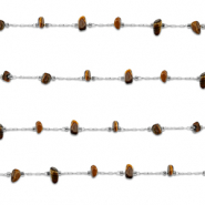 Apprêts en acier inox chaîne maille jaseron Œil de tigre irrégulier Argenté-marron doré