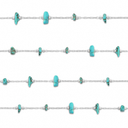 Apprêts en acier inox chaîne maille jaseron Howlite irrégulier Argenté-turquoise