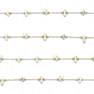 Apprêts en acier inox chaîne maille jaseron Howlite irrégulier Doré-blanc