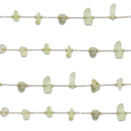 Apprêts en acier inox chaîne maille jaseron Prehnite irrégulier Doré-vert clair