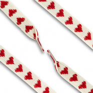 Lacet pour chaussure tendance avec cœur Blanc cassé-rouge