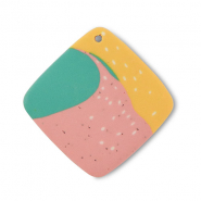 Pendentifs en polym&egrave;re rhombe Vert-rose-jaune ocre