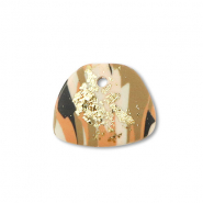 Pendentifs en polym&egrave;re trap&egrave;ze Marron-rose-blanc-dor&eacute;