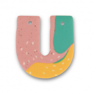 Pendentifs en polymère en forme de U Vert-rose-jaune ocre