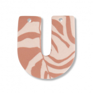 Pendentifs en polymère en forme de U Rose pêche clair-marron clair