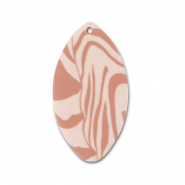 Pendentifs en polym&egrave;re  feuille Rose p&ecirc;che clair-marron clair