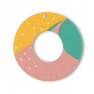 Pendentifs en polym&egrave;re rond Vert-rose-jaune ocre
