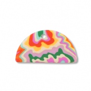 Pendentifs en polym&egrave;re semi-circulaire Multicolore