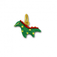 Breloques en m&eacute;tal dinosaure Vert-rouge-dor&eacute;