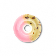 Perles en c&eacute;ramique disque Rose clair-marron clair-marron