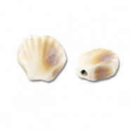 Perles en céramique coquille Blanc cassé