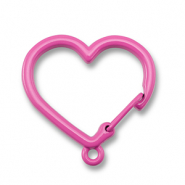 Apprêts colorés porte-clés coeur avec anneau Rose magenta