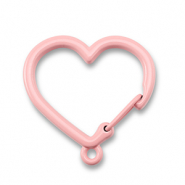 Apprêts colorés porte-clés coeur avec anneau Rose clair