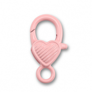 Apprêts colorés fermoir mousqueton coeur Rose