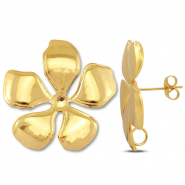 Apprêts en acier Inox boucles d'oreilles / puces d’oreilles fleur avec anneau Doré