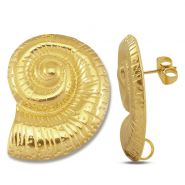 Apprêts en acier Inox boucles d'oreilles / puces d’oreilles coquille avec anneau Doré