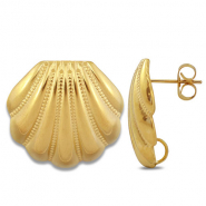 Apprêts en acier Inox boucles d'oreilles / puces d’oreilles coquille avec anneau Doré
