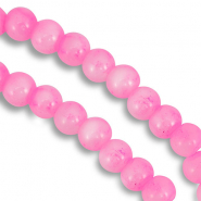 Perles en verre 6 mm moucheté Blanc-rose