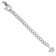 Apprêts en acier inox chaînette d'extension médaillon étoile avec fermoir mousqueton Argenté