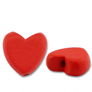 Perles en bois cœur Rouge