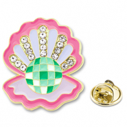 Pins huître avec strass Rose foncé-violet lilas-vert
