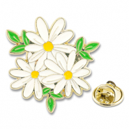 Pins marguerites Blanc-vert-jaune-doré