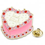 Pins gâteau "Bad bitch" Blanc-rose-rouge-doré