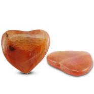 Pierres naturelles perles Agate coeur craquelé Transparent rouge corail
