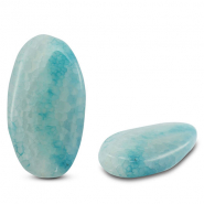 Pierres naturelles perles Calcédoine & Agate ovale craquelé Transparent bleu clair