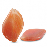 Pierres naturelles perles Agate feuille Pêche corail/rouge corail-blanc cassé