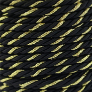 Cordon tendance torsadé 3mm Noir-doré