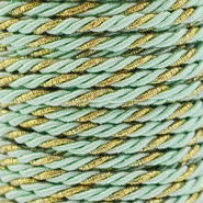 Cordon tendance torsadé 3mm Verte menthe-doré