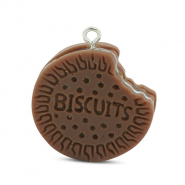 Pendentifs en résine biscuit Marron-blanc