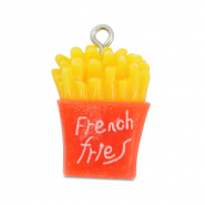 Pendentifs en résine frites Rouge corail-jaune