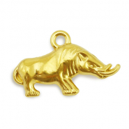 Breloques en acier Inox rhinoc&eacute;ros Dor&eacute;