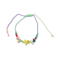 Chaînes de cheville tendance perles mixtes Multicolore-doré