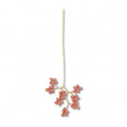 Pendentifs en perles de verre fleur Dor&eacute;-rose mauve